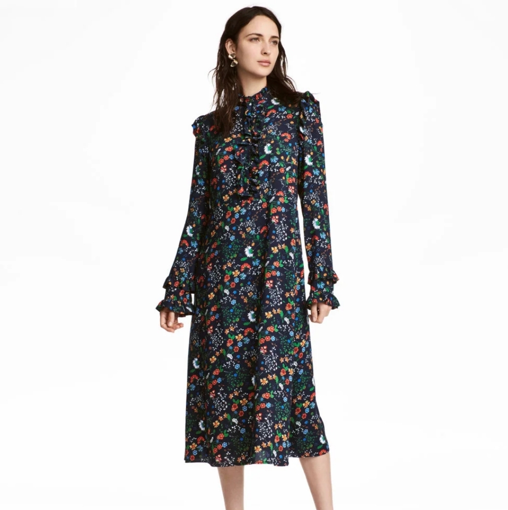 Floral Button-Up ruffle dress